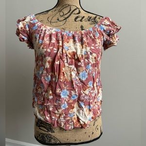 Dusty Pink Floral Off-Shoulder Top